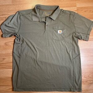 Carhartt Force Polo Shirt Men’s Large Green Brown Short Sleeve Relaxed Fit